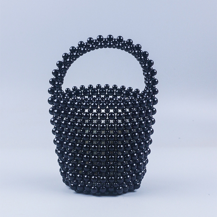 Handmade Beaded Bucket Bag for Women Spring Summer DIY Woven Pearl Party Handbag Trendy - Thumbnail 7