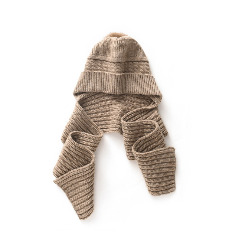 New winter hat, scarf, and ear warmer all-in-one, thickened cashmere, warm, windproof, and snowproof, knitted hat, wool hat for women