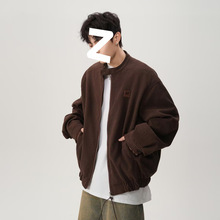 大码男士夹克男秋冬季新款宽松加肥加大棒球服胖子男装灯芯绒外套