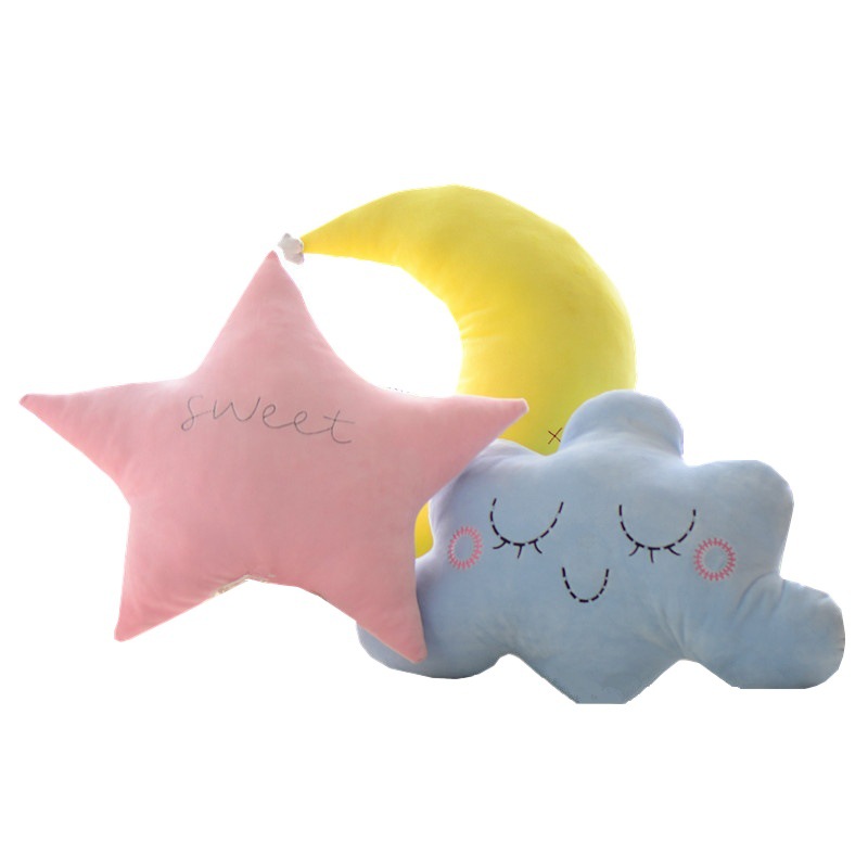 Estrella Luna super suave algodón almohada cojín de peluche cara sonriente nube sofá Sala decoración la ventana al por mayor