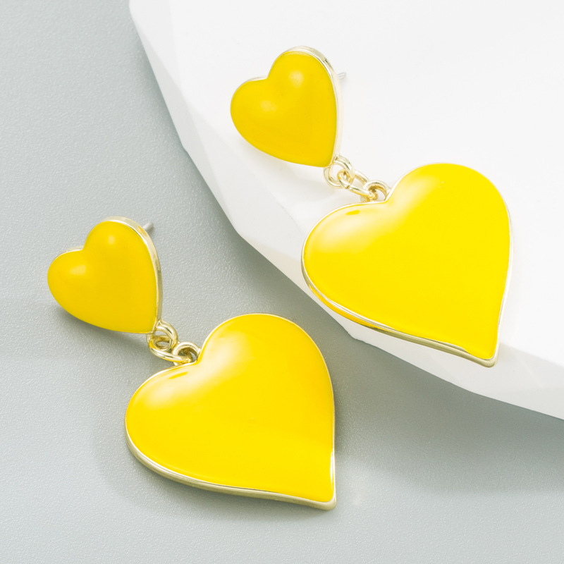 Fashion Heart Shape Alloy Patchwork Enamel Earrings display picture 3