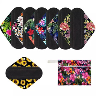 Manufacturer Customized Washable Sanitary Napkin Bamboo Charcoal Breathable Anti-Leakage Menstrual Pad Printed Sanitary Pad Cross-Border Wholesale