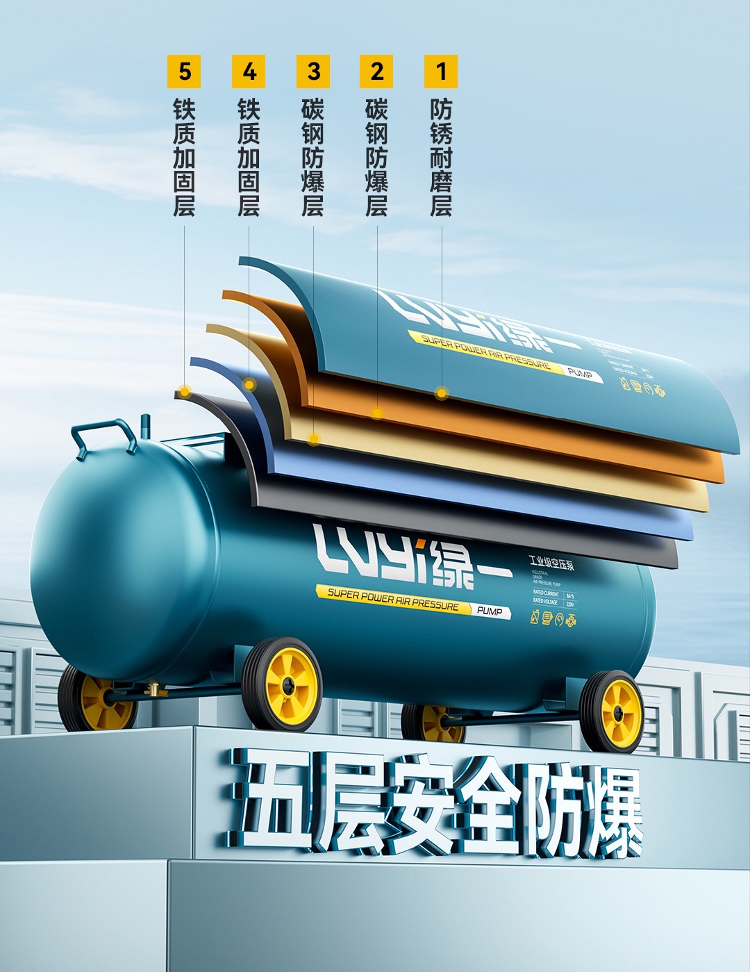 Industrial air compressor, 220V, oil-free, quiet, high-pressure air compressor, portable, oil-free air pump for woodworking