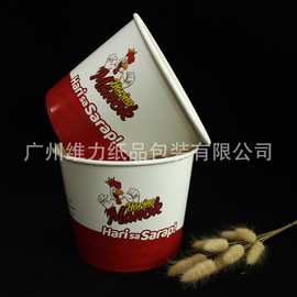 85oz一次性定制印刷加厚食品级炸鸡桶爆米花纸桶双淋膜可配盖子