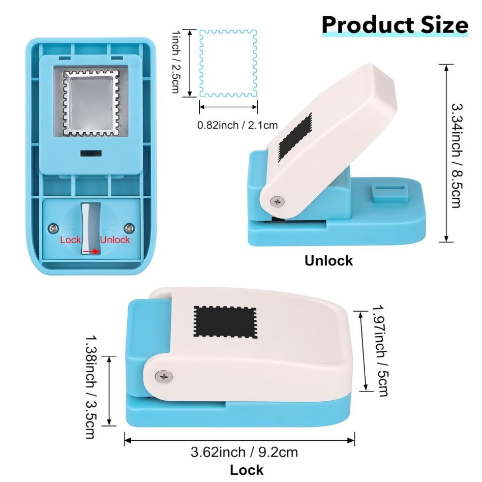 BAOFALI 1X0.8 pulgadas perforador de sellos rectangulares, perforador de proceso de acción de palanca rectangular en forma de sector image 6