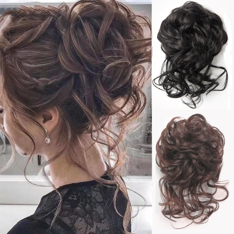 Ball Head Double Cauda de Caballo Perruca Anillo Broto de Flor Ornamento de Cabello flojo Perezoso Baquete de Cabello