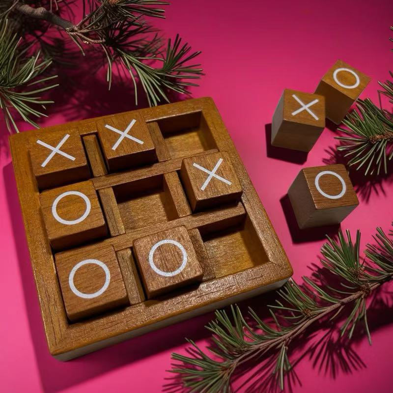 Wooden Tic-Tac-Toe Xo Chess Parent-Child Educational Board Game Children's Interactive Toy Chess and Card Leisure Game