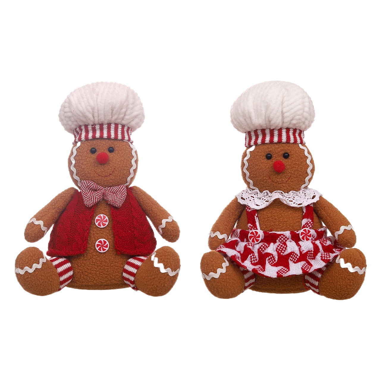 Navidad suministros de decoración de dibujos animados sentado gran hombre de pan de jengibre pareja muñeca decoración de escritorio vestir accesorios al por mayor
