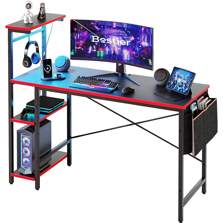 Popular Cross-Border Customized Carbon Fiber Gaming Table Led Gaming Table with Four-Layer Storage Rack Computer Desk Office Desk Popular Cross-Border Customized Carbon Fiber Gaming Table Led Gaming Table with Four-Layer Storage Rack Computer Desk Office Desk