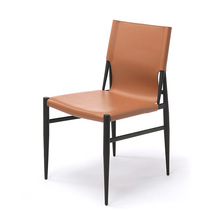 意式设计师简约创意马鞍皮现业风金属餐椅休闲家用靠背椅