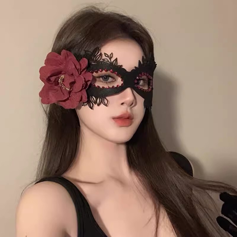 Black Flower Mask Mask Prom Dress Up Props Party Mystery Half Face Mask Eye Mask Makeup Night Mask