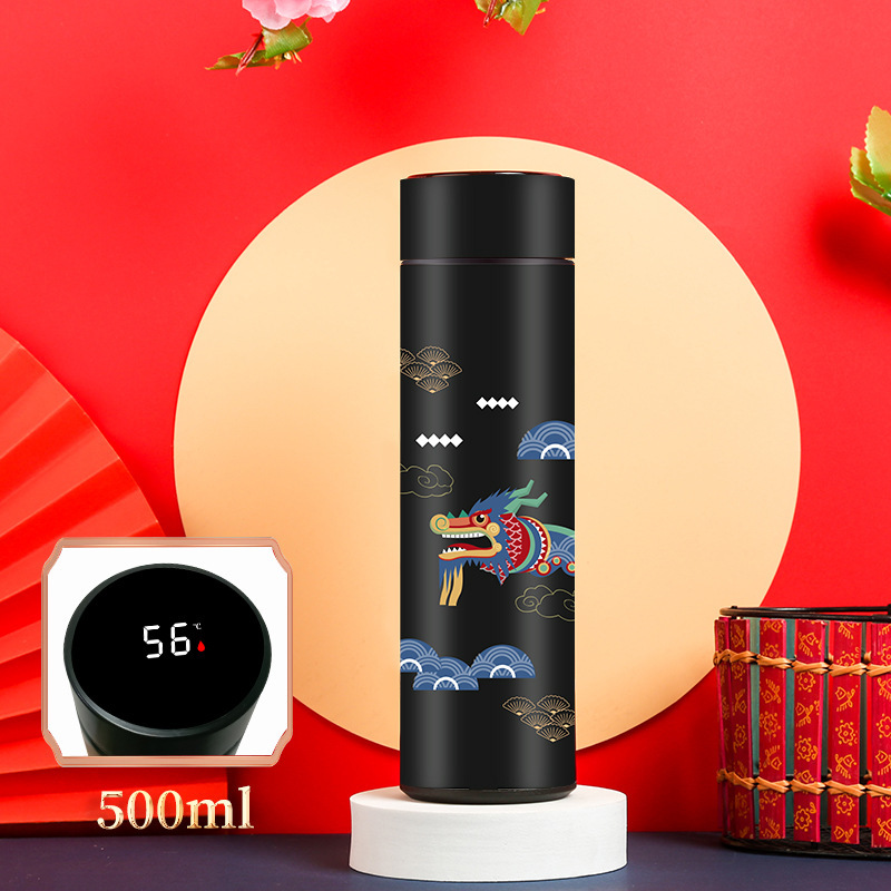 Estilo chino retro taza de vacío ins estilo nacional moda masculina y femenina estudiantes de acero inoxidable taza artística impresión creativa taza de agua