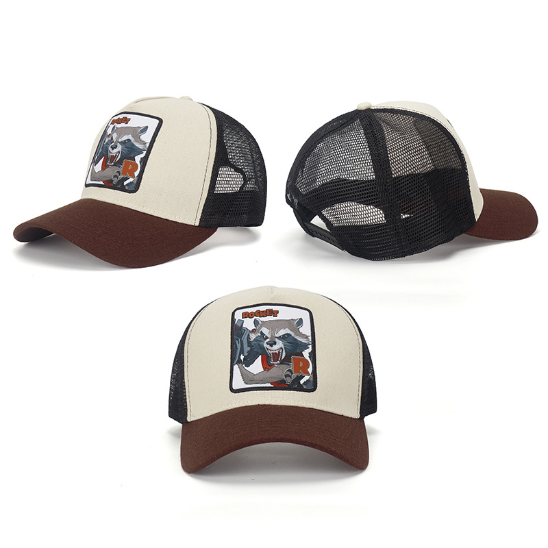 Moda hip-hop dibujos animados anime sombrero personalidad ala ancha camión americano sombrero del conductor sombrero del sol pato animal malla