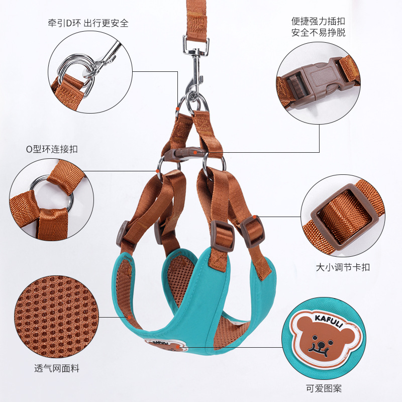 Cuerda de tracción para perros de Amazon, chaleco para perros de tamaño mediano, correa para perros, correa para perros, anti-liberación, cadena de perro en el pecho y la espalda de la mascota