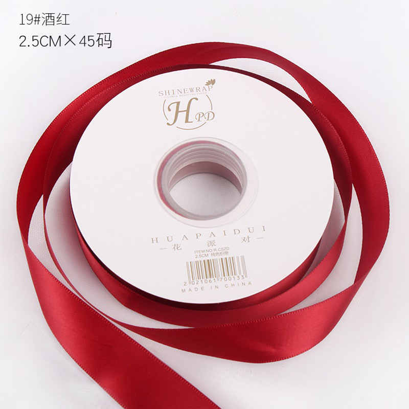 Brillante color sólido 1cm cinta material de embalaje de flores poliéster de alta densidad diy material de florista de pasteles hechos a mano