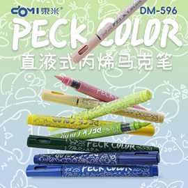 东米DM596啄色直液式丙烯马克笔美术绘画专用可叠色速干防水软头