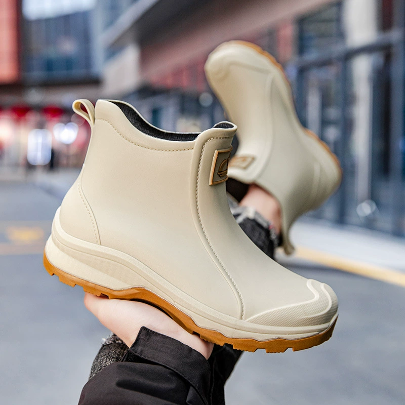 Модные мужские резиновые сапоги для путешествий через границу, износостойкие, удобные водные туфли на толстой подошве для верхней одежды, водонепроницаемая обувь для рыбалки, нескользящая кухонная резиновая обувь для мужчин.