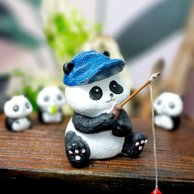 Serie de gatos de pesca transfronteriza Pesca de panda Una variedad de adornos Estanque de peces Decoración de rocalla Estilo explosivo Escenografía de pecera antigua