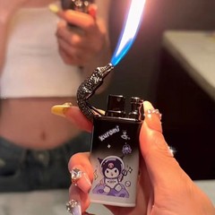 【代發】鱷魚雙火可愛卡通庫洛米Kitty貓帕恰狗漸變色雙火打火機