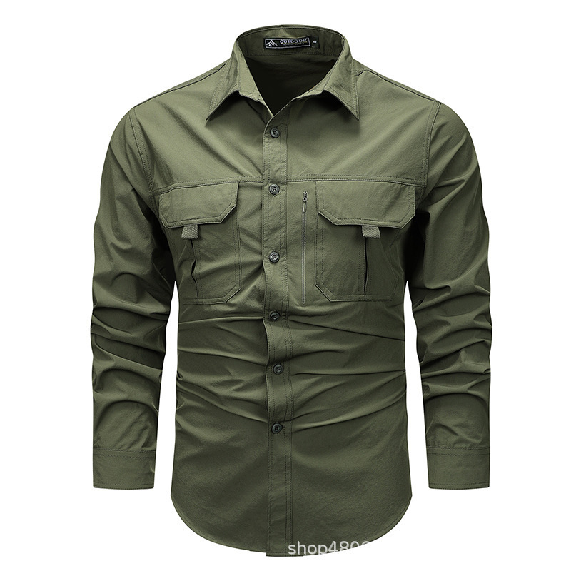 Vintage workwear shirt for men, long-sleeved, spring style, trendy brand, Hong Kong style, loose casual shirt jacket Vintage workwear shirt for men, long-sleeved, spring style, trendy brand, Hong Kong style, loose casual shirt jacket
