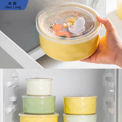 陶磁器碗密封蓋付き新鮮保持小碗円形サラリーマン弁当箱付き電子レンジ加熱弁当包郵便