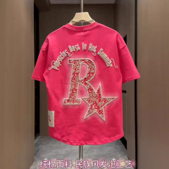 夏の新型潮牌立体発泡プリント丸首半袖tシャツ男女高級ゆるいカジュアル半袖