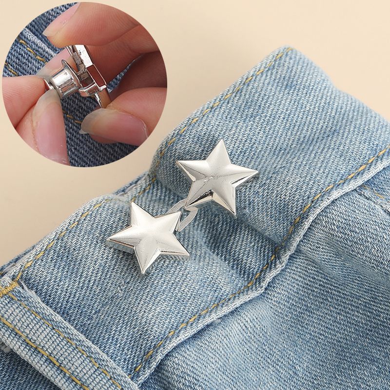 Jeans cintura-apretado artefacto costura-Cintura libre que aprieta hebilla ajustable pantalones cintura cambio grande pequeño botón fijo PIN