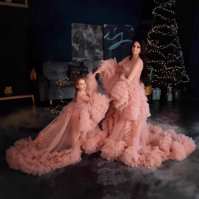 New foreign trade hot-selling parent-child gauze evening dress party birthday photo niche pregnant women gauze skirt cross-border foreign single