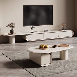 Modern Simple Floor Retractable TV Cabinet Small Apartment Living Room Home Coffee Table TV