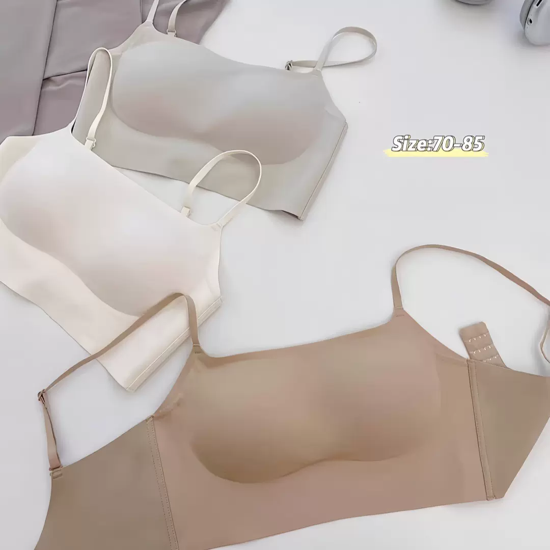 大U型无痕美背内衣女一体式固定杯内搭聚拢薄款透气无钢圈文胸罩