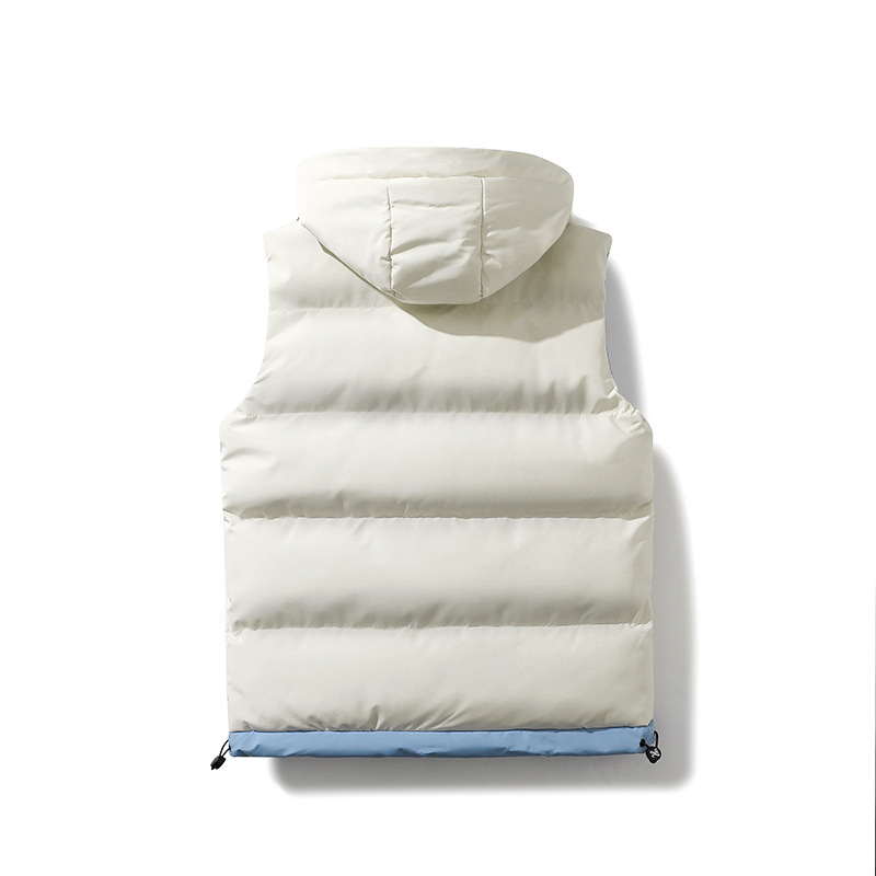 Couples high quality new style small fresh slimming style color matching hooded men's vest men's fashion_voghion.com