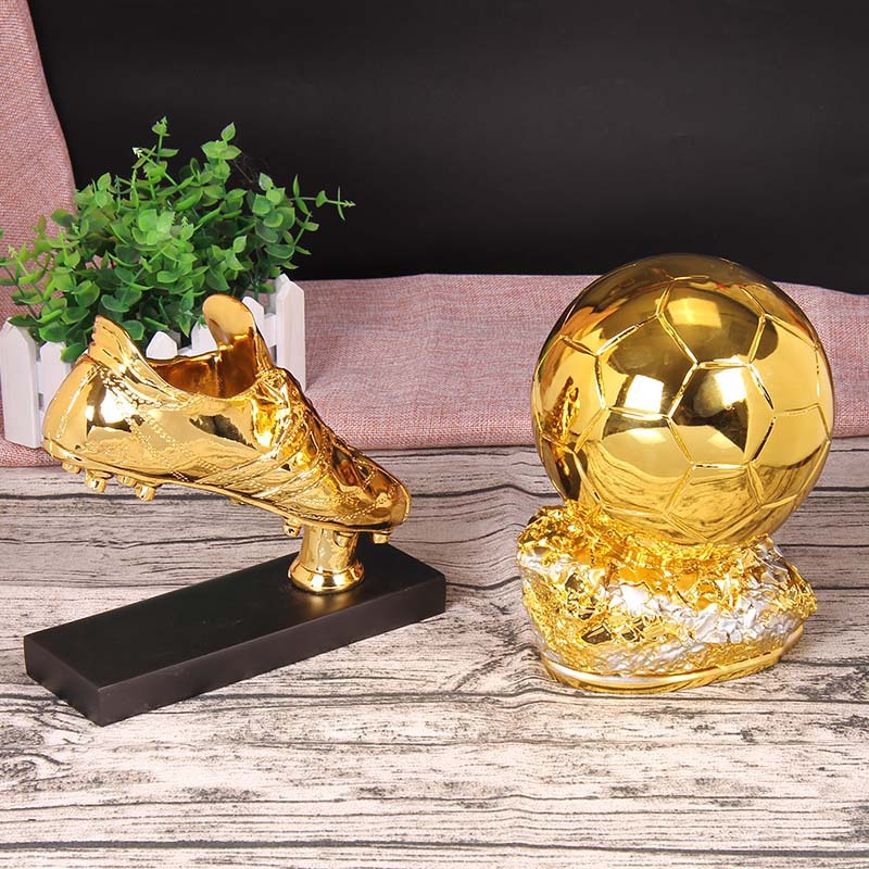 Bota de oro Premio bola de oro resina trofeo fútbol trofeo resina arte regalo recuerdo zinc aleación trofeo medalla trofeo