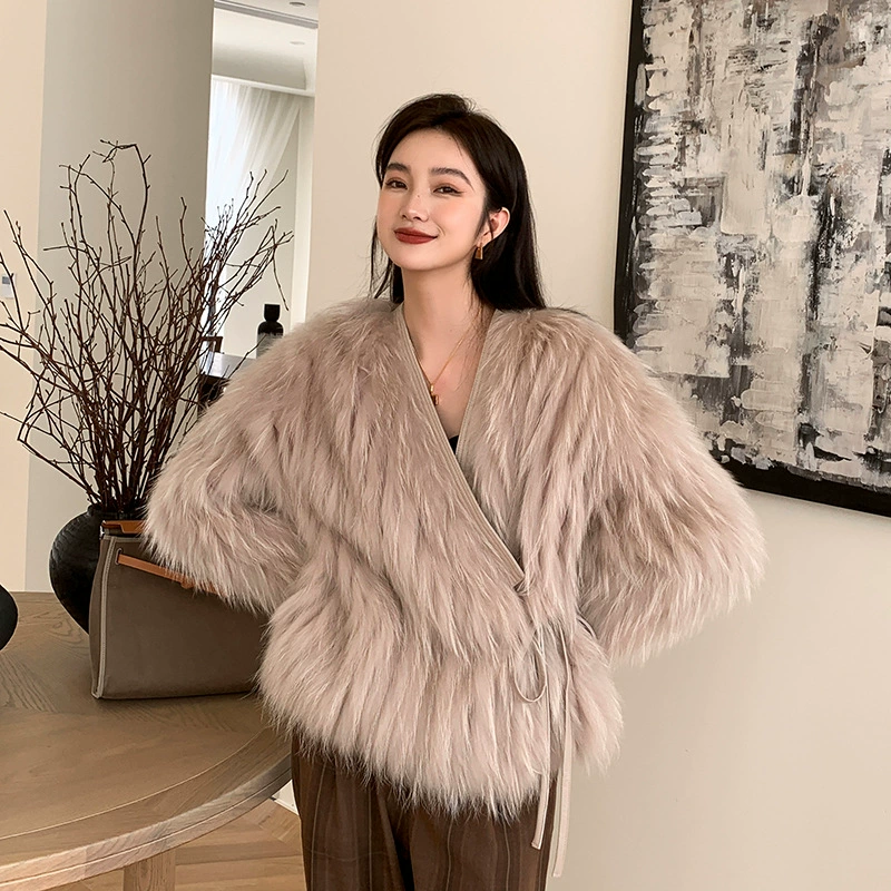Короткое faux‑ fur пальто (Tuyan), плюш лисы, короткая длина, один размер