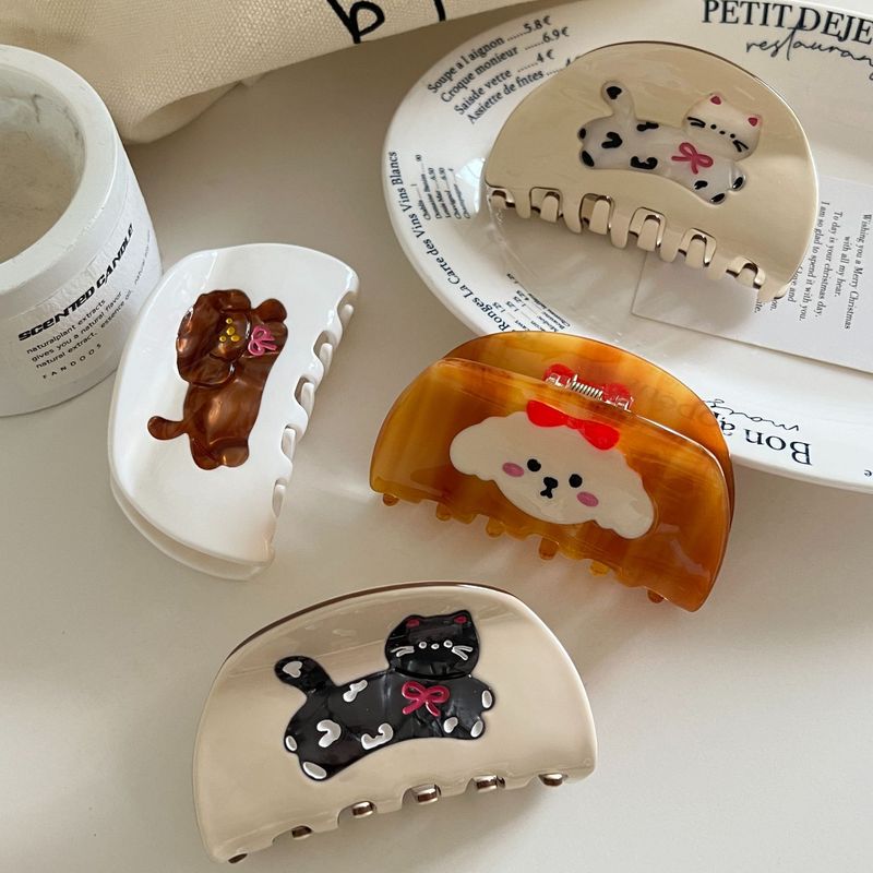 高級酢ヨーグルトホワイトシリーズヘアピン、かわいい動物の子犬グリッパー、エレガントで多用途なサメクリップ|undefined