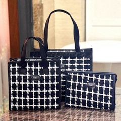 New simple Korean style ins plaid cosmetic bag toiletry bag portable lunch box bag mommy bag tote shopping bag for women