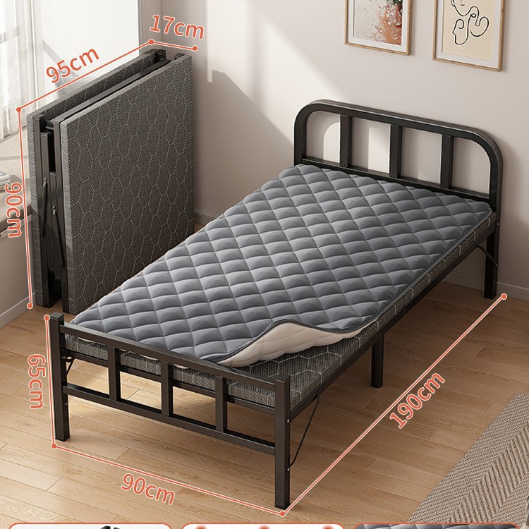 Cama plegable Cama supletoria multifuncional para el hogar individual Cama pequeña para el almuerzo de 1,2 m Cama de hierro dura para adultos