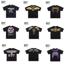 BOY潮牌老鹰翅膀logo正确版本25春夏新款黑色时尚圆领男款T恤