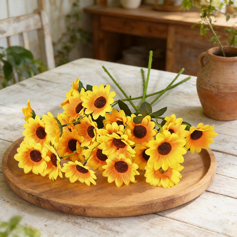 Pantalla fotográfica flor artificial al por mayor todo tipo de flores de seda de girasol de simulación accesorios de fotografía girasol de simulación flor de baile