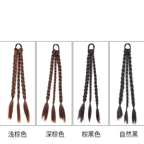 wig female high ponytail sweet cool girl natural highlights braided long ponytail boxing braids wig social media hairpiece