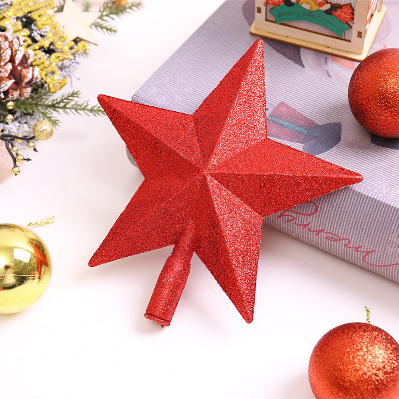 Árbol de Navidad transfronterizo decoraciones estrella superior brillo estrella de cinco puntas accesorios para árboles de Navidad Oro Rosa Navidad estrella superior