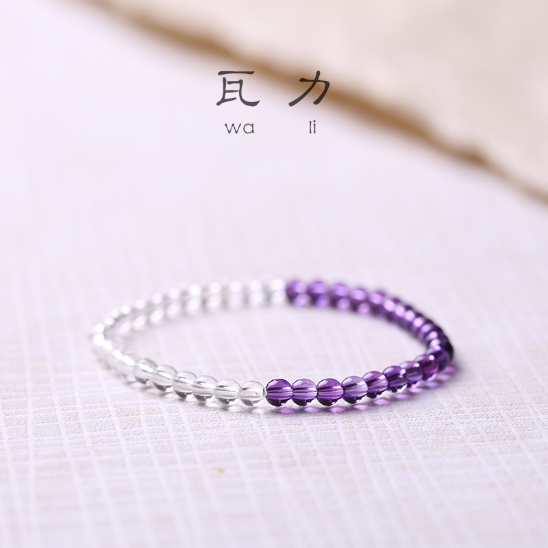 Koi Ultra-Fine Body Cleansing Natural Uruguayan Amethyst Bracelet Women's Small Design White Crystal Obsidian Garnet