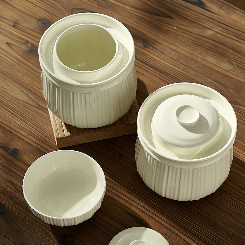 北欧简约莱茵泡菜坛子家用大容量陶瓷罐储物罐酸菜坛子密封罐