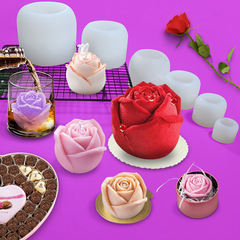 Three Trust Stereo Rose Shaped Ice Block Silicone Mold DIY Milk Tea Ice Cube Mold Handmade Soap Aroma Candle Mold