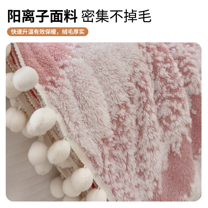 Jacquard catiónico al hueco mantas torre de lana de cordero mantas cálidas de doble capa mantas de siesta de oficina lujosa manta