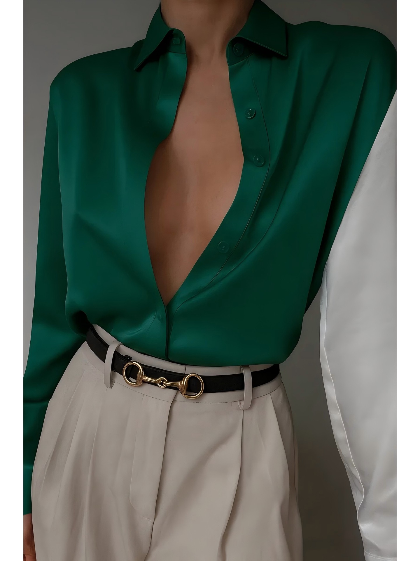 Women's Solid Color Acetate Long Sleeve Shirt Spring New Arrival Silky Satin Feel Wrinkle Resistant Drapey Texture Basic Top_ecoleips.com