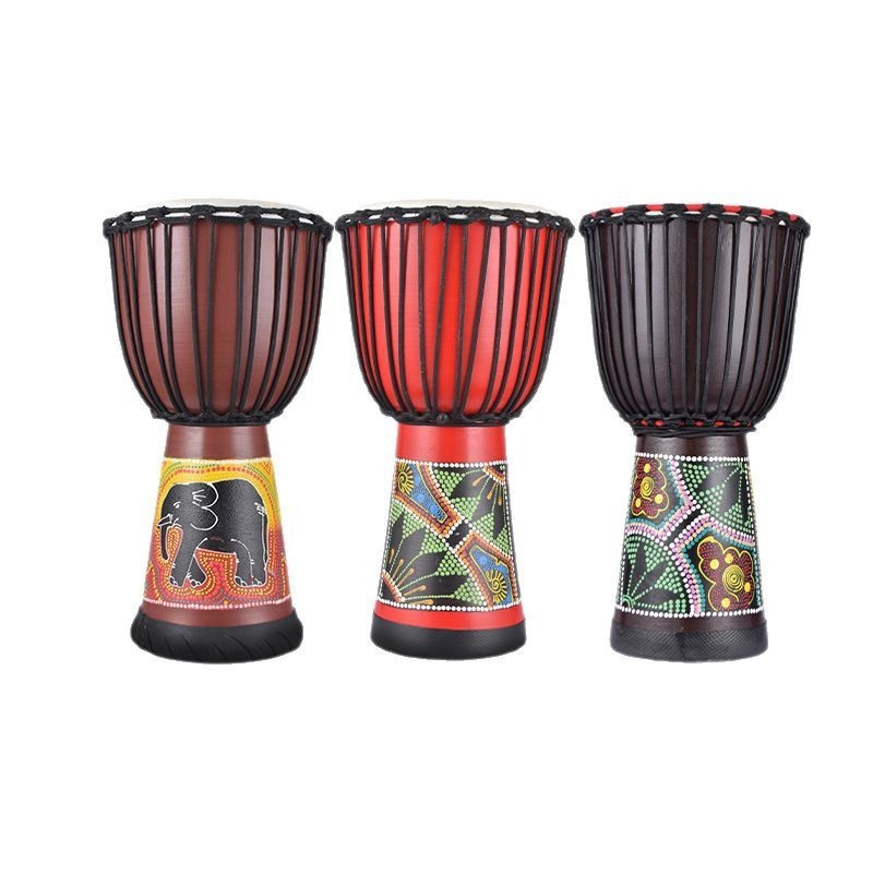 Tambor africano pintado para niños adultos Lijiang tambor de mano 8 pulgadas 10 pulgadas 12 pulgadas 13 pulgadas tambor de mano jardín de infantes