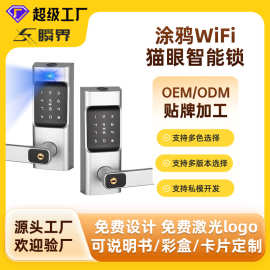 办公室密码刷卡锁亚马逊木门单舌涂鸦猫眼指纹锁智能锁远程解锁