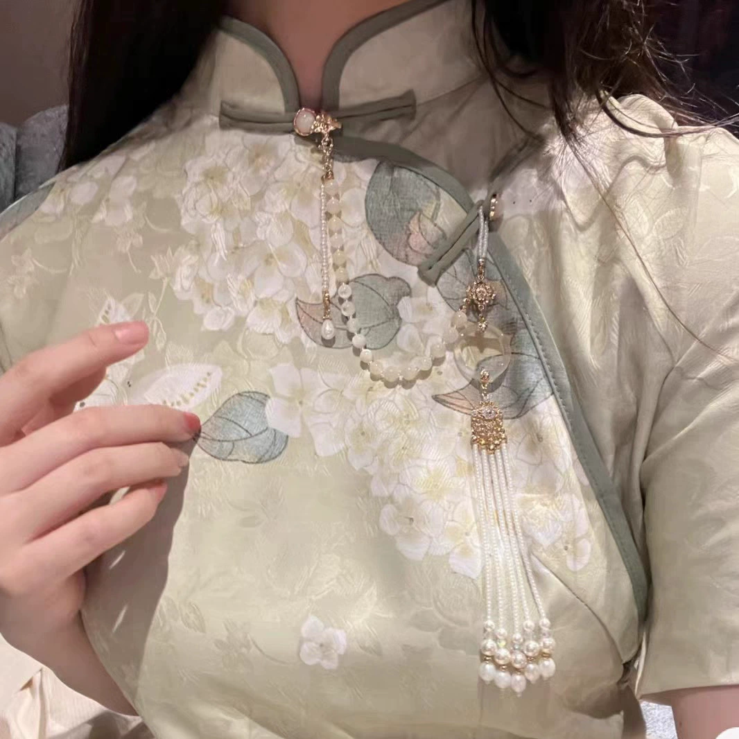 Древний стиль cheongsam lotus жемчужная кисточка бабочка подвеска Hanfu нагрудная подвеска декоративная брошь аксессуары
