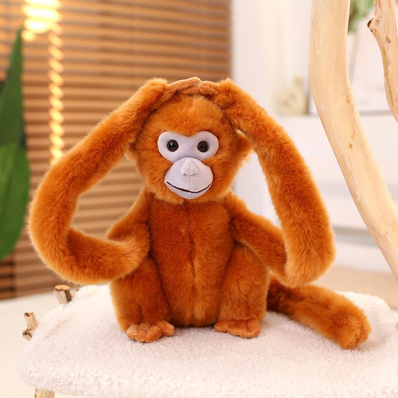 Simulación lindo mono juguete de peluche oro mono muñeca de brazo largo cortina de monos atar muñecas colgantes accesorios de fotografía
