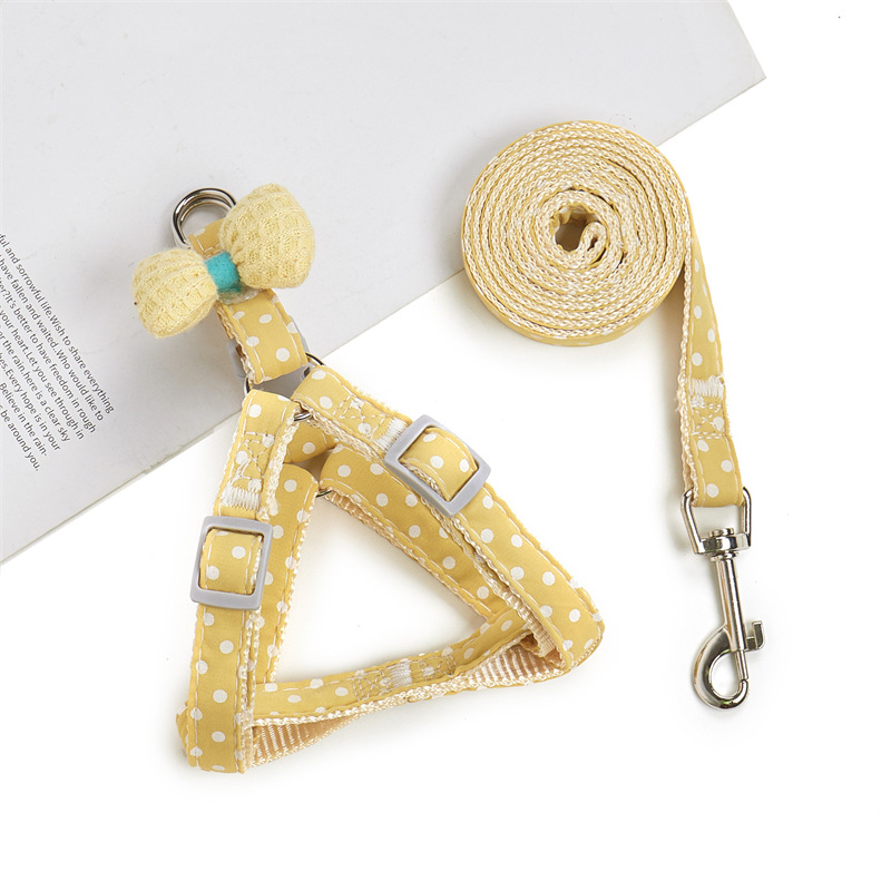22 nueva correa para mascotas arco gato Correa pecho espalda Polka Dot perro caminando cuerda suministros para mascotas pelo al por mayor